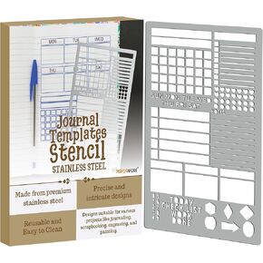 Performore Stainless Steel Stencil - Precision Crafting Tool for Drawing, Journaling, Templates, and Scrapbooks (4.13" x 7" [105mm x 180mm])