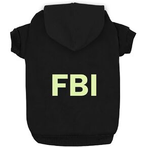 Dog Hoodie Dog Hoodies for Small Dogs Clothes FBI Pattern Fluorescent Reflective Strip Fleece Sweater Winter Sweat Shirt Warm Cotton Dog Hoodie for Small Dog Cat Black M