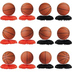 12Pcs Basketball Honeycomb Centerpiece Basketball Birthday Party Decoration Basketball Themed Party Table Toppers Basketball Party Table Centerpieces for Boy Baby Shower Sports Themed Party Supplies