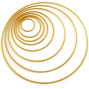 Yaocom 20 Pack Gold Dream Catcher Rings 8 Sizes Metal Floral Hoop Metal Rings for Crafts Macrame Wreath Ring for Wedding Decor and DIY Dream Catcher Wall Hanging Crafts, 2" 3" 4" 4.7" 6" 8" 10" 12"