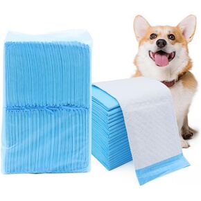 Super Absorbent Waterproof Leak-Proof Dog and Puppy Pet Training Pad, Disposable Pet Pad and Potty Pads for Puppies, Dogs, Doggie, Cats, Rabbits, 17.6 x 23.6 Inch, 50PCS, Blue & White
