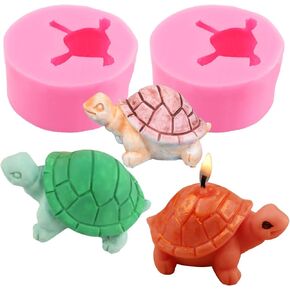 2PCS Cute Turtle Silicone Mold Small Turtle Fondant Chocolate Candy Mold 3D Sea Animal Epoxy Resin Casting Mold Candle Soap Wax Polymer Clay Keychain Pendant Mold DIY Craft Cake Decorating