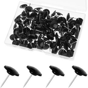100pcs thumb toom for cork push pins decorative bulletin board black small gear pushpins thumbins thumb toom with points stail steel for wall hanging pictures position paper paper use use in Kuwait