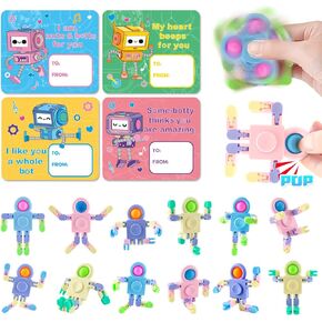 SPRINGFLEWOWER 24 Pack Valentines Day Cards for Kids Withing With Fidget Spinner Toys for Classroom Gift ، Valentines Party Favors Supply for Kids Classmates Card