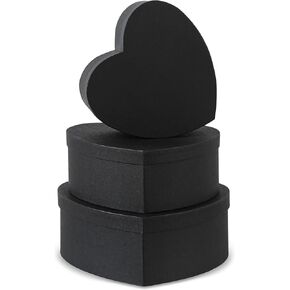 Soul & Lane Heart Shaped Boxes for Flowers - Set of 3 - Black, Large Cardboard Heart Gift Boxes for Presents with Lids, Ideal for Valentine's Day, Mother's Day