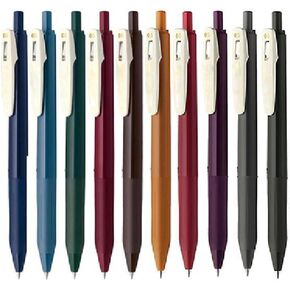 Binder Clip Gel Ink Ballpoint Pen, Vintage 10 Colors, 0.5 MM, Rubber Grip, JJ15-V