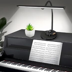 Piano Light for Grand / Upright Piano, Upgraded LED Piano Lamp with 5 Color Modes & USB Charging Port, Dimmable Gooseneck Piano Desk Lamp, Auto-Off Timer, Music Stand Light, Home Office Table Light