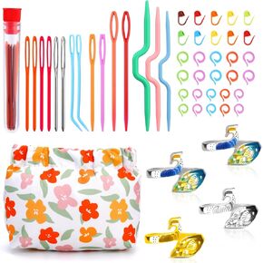 4 أجهزة كمبيوتر قابلة للتعديل قابلة للتعديل حلقة حلقة الكروشيه ، حلقات الحياكة ، 10 أجزاء من حلقات علامة غرزة ، قفل علامات غرزة ، إبر خياطة بلاستيكية كبيرة من أجل الكروشيه DIY Project مع حقيبة ملونة in Kuwait