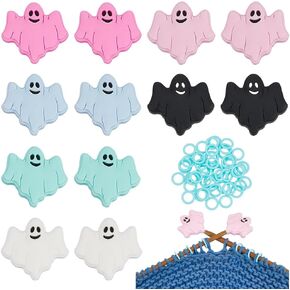 Benecreat 62pcs knitting Tool Kit ، 12pcs Halloween Ghost Knitting Edele Stoppers Silicone Needles Protecor