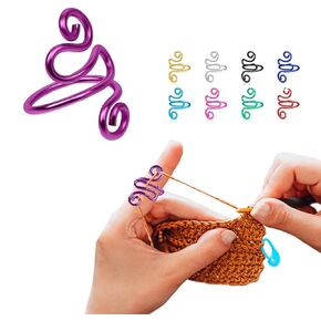Hand Crochet Tension Hook, Crochet Finger Guard, Yarn Tension Control Rings for Lefties and Righties, Adjustable Companion Rings (1 Pcs, Purple)