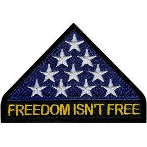 Freedom Isn't Free Iron-On Patch Embroidered Military Folded US American Flag