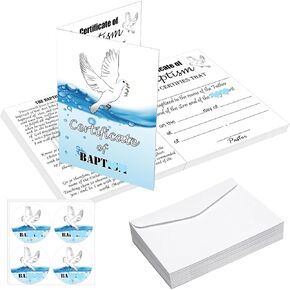 10 Pack Certificates for Church with Envelopes 8 x 10 Inch Certificate of Baptismal Certificates for Baby Baptismal Award Christening Recognition Gifts Baby Dedication Cards