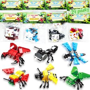 WODMAZ 24 Packs Insect Building Blocks, Insect Animals Building Toy for Easter Gifts Classroom Prizes, Goodie Bags Easter Basket Stuffers, Valentine Party Favor Toys Boys Girls