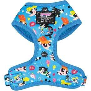 تسخير الكلب القابل للتعديل - The PowerPuff Girls ™ (Blue) - S ، شبكة تنفس ، لا يوجد تصميم سحب مع حلقتين D ، تصميم براءة اختراع ، مثالي للكلاب الصغيرة والجرو - مرخصة رسميًا