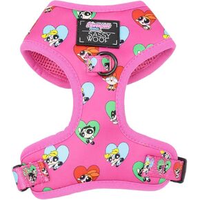 Dog Adjustable Harness - The Powerpuff Girls™ (Love) - L, Breathable Mesh, No Pull Design with Two D-Rings, Patented Design, Ideal for Large Dogs - Officially Licensed