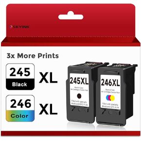 Compatible 245XL 246XL Ink Cartridge Replacement for Canon 245 246 XL (Black Color 2 Pack) PG245 CL246 MX490 MG2522 MX492 TR4520 TR4500 MG2520 TS3300 TS3322 MG2525 TR4522 TS3100 TS3122 TS3320