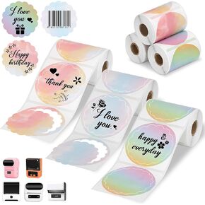 3 Rolls Round Flower Thermal Labels Paper for Phomemo M220 M200 M221 M110 Labels Maker, 1.96’’ x 1.96’’ Waterproof Sticker Mini Printer Paper for DIY Barcode Logo Journal Notes Memo, Gradient Flower