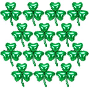 FEBSNOW St. Patricks Day Shamrock Balloons Decorations, 24Pcs 18 inch Lucky Green Shamrock Clover Foil Balloons for St Patricks Day Irish Festival Party Decorations