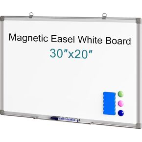 EasyPAG Magnetic White Boards for Wall 30 X 20 inch Wall-Mounted Small White Board Dry Erase for Students Classroom with Aluminium Frame Marker Tray