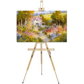 Art Easel Classic Adjustable Height A-Frame Easel Beech Wood Art Easel for Painting Outdoor Sketching Portable Folding Painting Easel Easy to Assemble Floor Easel Stand for Adults, Beginners