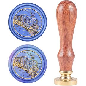 CRASPIRE Wax Seal Stamp Train, Sealing Wax Stamps Retro Wood Stamp Wax Seal 25mm Removable Brass Head Wood Handle for Envelope Invitation Wedding Embellishment Bottle Decoration Gift Card