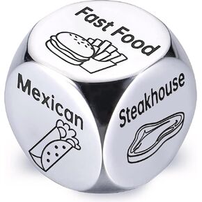 Food Decision Dice Game, Funny Gifts for Him Her, Couples Gift Dinner Decider for Wife Husband Girlfriend Boyfriend, 11th Anniversary Steel Date Night Gift for Men Women, Valentines Christmas Birthday