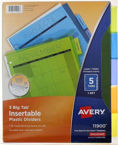 Avery Big Tab Plastic Dividers (11900) in Saudi Arabia