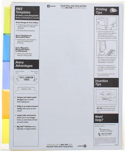 Avery Big Tab Plastic Dividers (11900) in Saudi Arabia