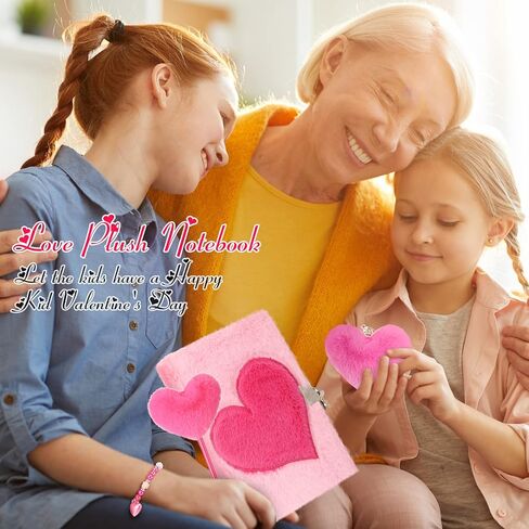 تشمل مجموعات هدايا مذكرات inbagi 4 PCS Plush Pink Girls Journal مع قفل ومفتاح ، سلاسل مفاتيح قلب رقيقة ، بوم بوم ، أساور مطرز للطلاب عودة إلى أصدقاء المدرسة in Kuwait