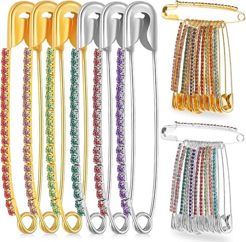 22Pcs Gold Rhinestone Safety Pins Brooch Pins Faux Crystal Pearl Brooches Gold Brooch Sweater Shawl Clips Women Safety Pins for Women or Skirts Sweater Scarf Lapel Hat Accessories in Saudi Arabia