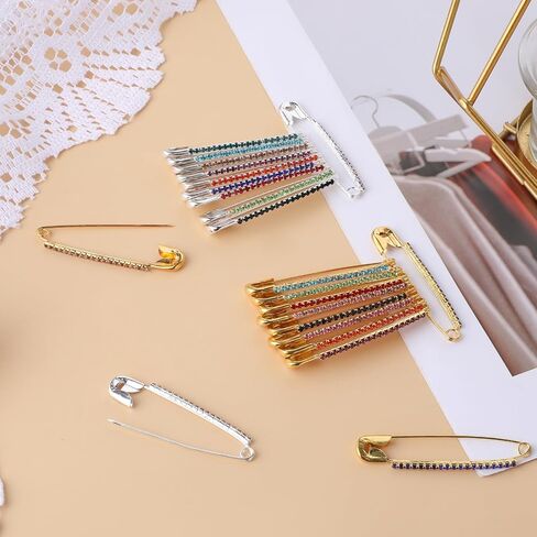 22Pcs Gold Rhinestone Safety Pins Brooch Pins Faux Crystal Pearl Brooches Gold Brooch Sweater Shawl Clips Women Safety Pins for Women or Skirts Sweater Scarf Lapel Hat Accessories in Saudi Arabia