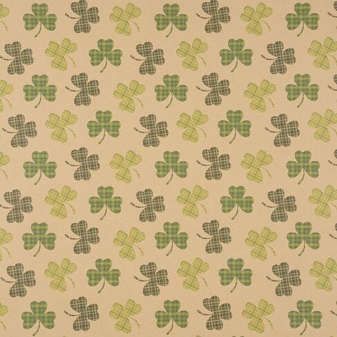 RUSPEPA St. Patrick's Wrapping Paper Roll, Mini Roll, Lucky Clovers Gift Wrap, Green Pliad Kraft Paper for St. Patrick Day, Holiday Party and Any Occasion, 17 Inches x 16.4 Feet in Saudi Arabia