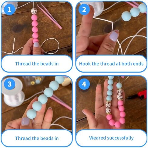 8pcs أداة الخياطة Turner Turner وأداة Threader Threader ، أداة Turner حلقة لخرز السيليكون ، أداة قبضة العقدة لخرز السيليكون مع مقاطع Threader سهلة الحبل ومفاهيم الخياطة الكروشيه in Kuwait