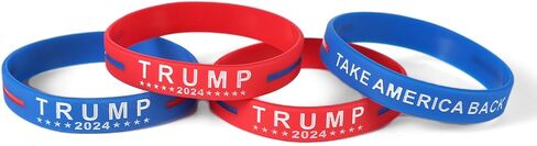 4pcs Trump Bracelets, Silicone Trump 2024 Bracelet Take America Back Bracelet Keep America Great Wristband Donald Trump Rubber Bracelets for Men Women Rally Supplies (Red, Blue) in Saudi Arabia