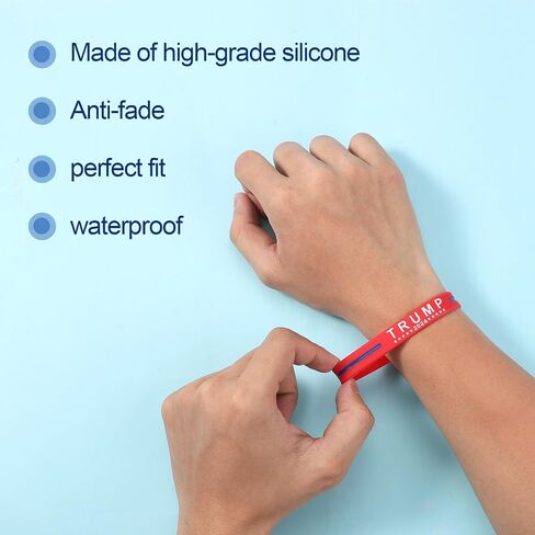 4pcs Trump Bracelets, Silicone Trump 2024 Bracelet Take America Back Bracelet Keep America Great Wristband Donald Trump Rubber Bracelets for Men Women Rally Supplies (Red, Blue) in Saudi Arabia