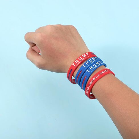 4pcs Trump Bracelets, Silicone Trump 2024 Bracelet Take America Back Bracelet Keep America Great Wristband Donald Trump Rubber Bracelets for Men Women Rally Supplies (Red, Blue) in Saudi Arabia