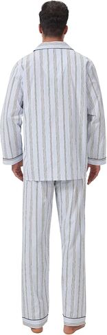 Amaxer Men's 100% Cotton Pajama Set Long Sleeves Pjs Elastic High Waist Sleepwear in Saudi Arabia