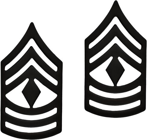 US Army Black Metal Subdued Pin-On Rank in Kuwait
