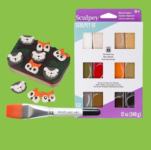 كلاي خبز الفرن ، 12 أوقية ، ألوان طبيعية ، حزمة مع طين بوليمر فرشاة الطلاء المائي للنمذجة ، النحت ، غير سامة (حزمة 2) in Kuwait