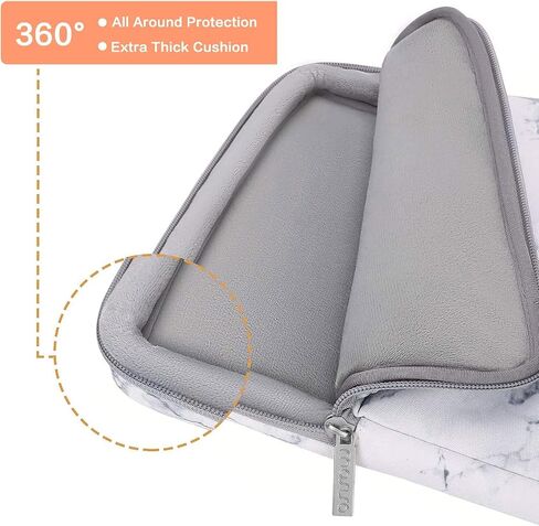 MOSISO 360 Protective Laptop Sleeve Compatible with MacBook Air/Pro, 13-13.3 inch Notebook, Compatible with MacBook Pro 14 inch 2023-2021 A2779 M2 A2442 M1,Polyester Bag with Trolley Belt,White Marble in Saudi Arabia