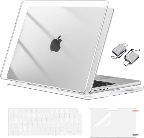 MOSISO Compatible with MacBook Pro 14 inch Case 2025 2024 2023 2022 2021 M4 M3 M2 M1 A3112 A3185 A3401 A2918 A2992 A2779 A2442, Plastic Hard Shell&Keyboard Cover&Screen Protector&Type C, Crystal Clear in Kuwait