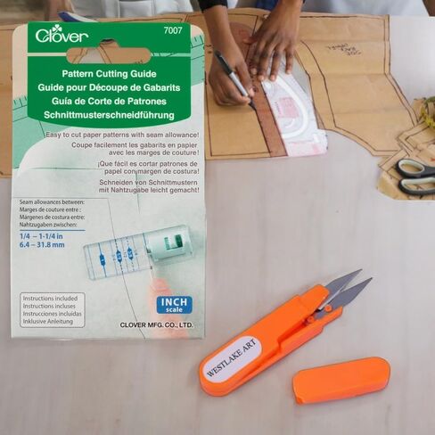 دليل قطع أنماط البرسيم Westlake ، 1/4-1-1/4 في ، حاكم قطع النسيج الدقيق | مجمعة مع مقص التطريز ، لا تنزل ، قياسات واضحة لمشاريع خياطة اللحف والخياطة [حزمة 2] in Kuwait