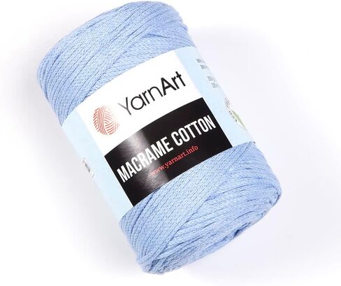 القطن MACRAME YARNART ، خيوط MACRAME لصياغة ، الحياكة ، والكروشيه ، MACRAME الفريدة من نوعها 8.80 أوقية ، 246.06 ياردة 80 ٪ من الحبل ماكرامي القطن ، MACRAME خيوط الوزن المتوسطة (760-BABY الأزرق) in Kuwait
