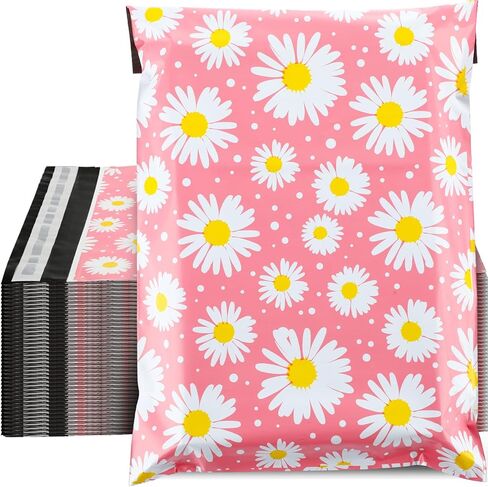 Qilery 200 pcs deisy design poly pailers 10 x13 inch select self poly mailer Envelope deisy design حقائب الشحن للملابس مقاوم للماء أكياس التعبئة البريدية للأعمال التجارية الصغيرة in Kuwait