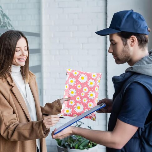 Qilery 200 pcs deisy design poly pailers 10 x13 inch select self poly mailer Envelope deisy design حقائب الشحن للملابس مقاوم للماء أكياس التعبئة البريدية للأعمال التجارية الصغيرة in Kuwait