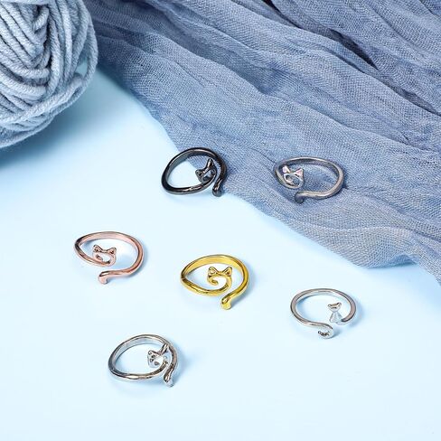 SIBBA 6 PCS CROCHET YARN RING RENTER TENTENT RATES RAINGS FOR FINGERS RIDED FASTER METAL CAT GUID in Kuwait