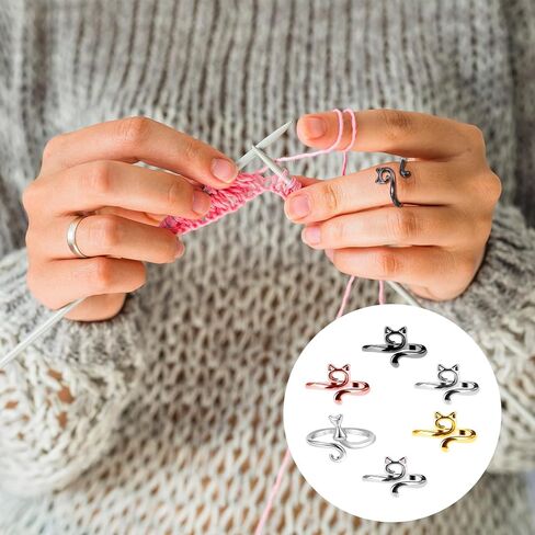 SIBBA 6 PCS CROCHET YARN RING RENTER TENTENT RATES RAINGS FOR FINGERS RIDED FASTER METAL CAT GUID in Kuwait