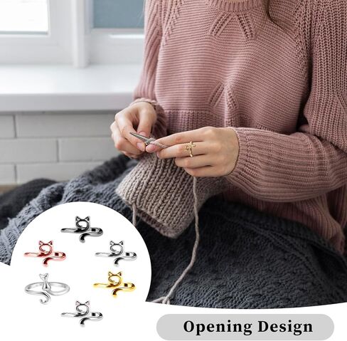SIBBA 6 PCS CROCHET YARN RING RENTER TENTENT RATES RAINGS FOR FINGERS RIDED FASTER METAL CAT GUID in Kuwait
