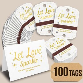 100 Pcs Wedding Tags - Let Love Sparkle Wedding Send Off Tags for Weddings Anniversary Parties Engagement
