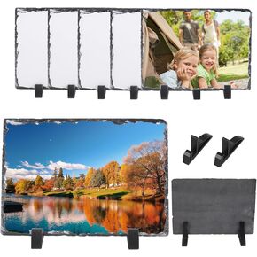 6 Pcs Sublimation Slate Blanks,7.9*5.9inch Sublimation Blanks Come with Display Stand,Sublimation Photo Slate,Slate Sublimation Blanks Record Beautiful Moments,As Creative Home Furnishing or Souvenir